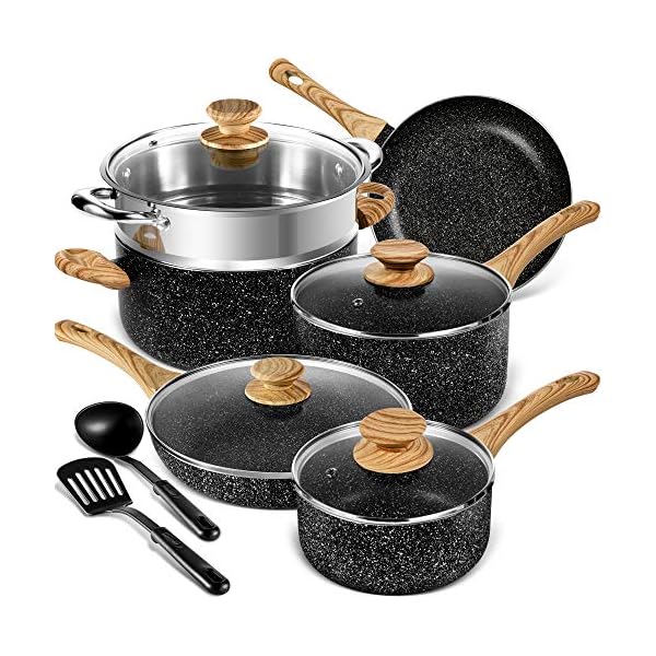MICHELANGELO-Pots-and-Pans-Set-Cookware-Set-12PCS-Pots-and-Pans-Sets-Non-Stick-Induction-Hob-Pans-with-Spatula-Spoon-Black MICHELANGELO Pots and Pans Set Nonstick, Granite Kitchen Cookware Sets 12 Pcs Non Toxic Cookware Set Induction…