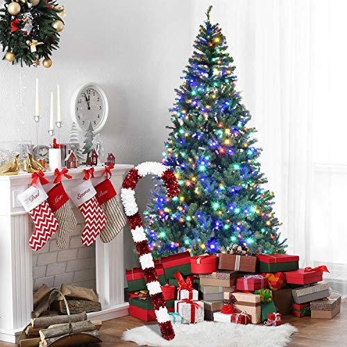 N&T NIETING Christmas Candy Cane, 50Inch Tinsel Christmas Candy Cane Hanging Ornament Candy Cane Stick for Christmas Xmas Decorations (Red & White)