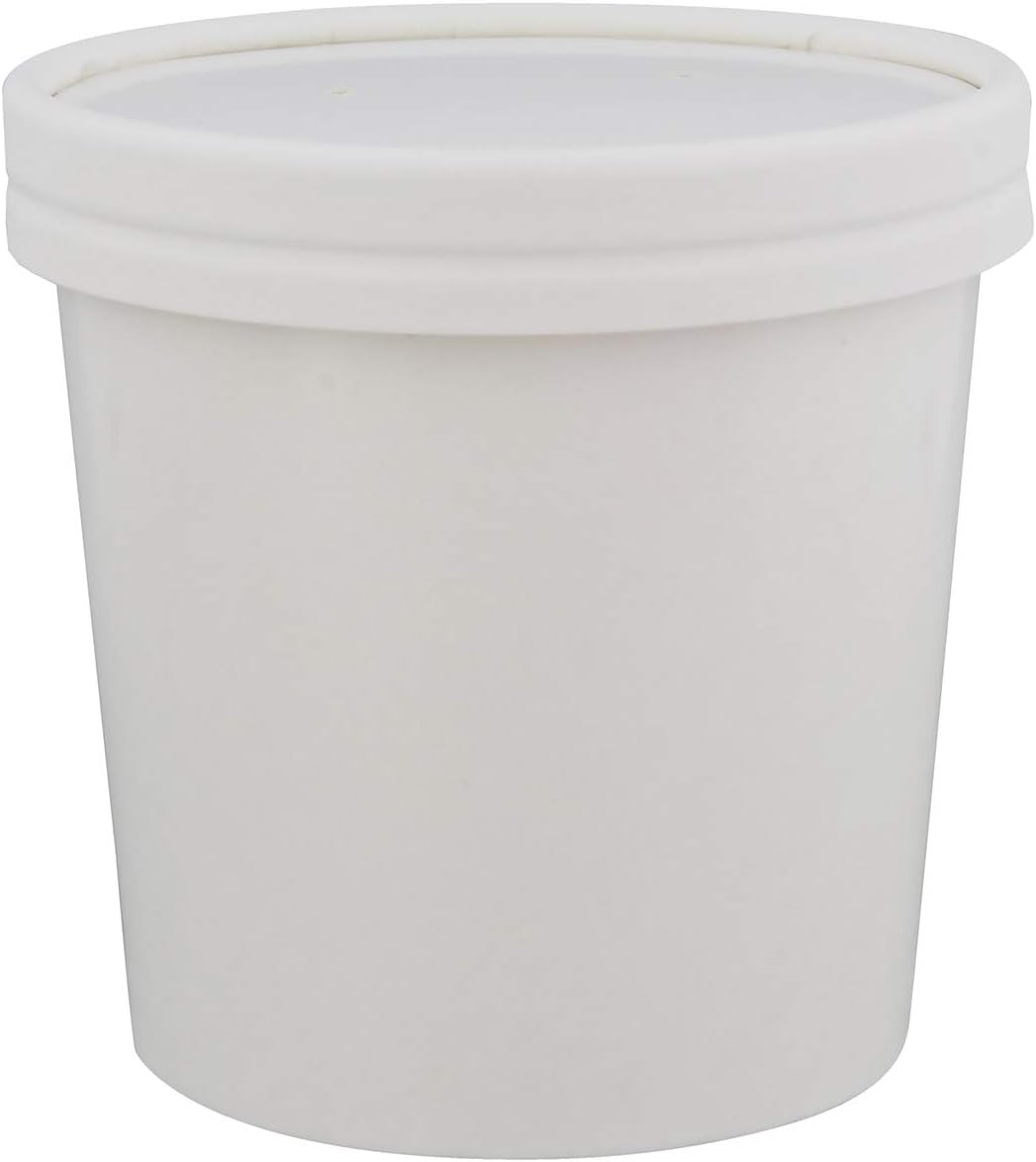 12 Ounce Cups with Lids – 50 Pack Disposable Soup Cups with Lids To Go Soup Containers Ice Cream Cups
