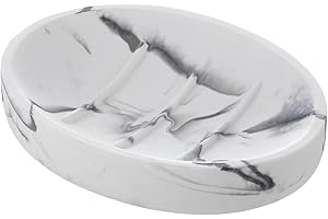 INIUNIK Resin Soap Dish, Bar Soap Holder Shower Soap Dishes for Bar Soap, Marble Look Soap Bar Holder Soap Tray Soap Saver for Shower Bathroom Kitchen Sink