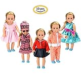 FairyStar American Girl Doll Clothes Wardrobe Makeover (10pcs), 5 Outfits American Girl Doll Accessories Set Clothes, Fits 18