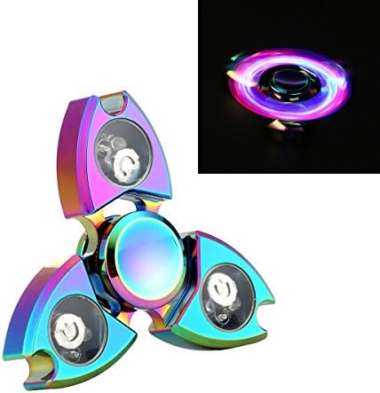 Renttos LED Light Fidget Spinner Colorful Aluminium Tri Fidget Spinner Hand Finger Spinner Focus Stress Reducer Fidget Toy for ADD ADHD Anxiety Autism Adult Children (Color-A)