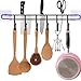EigPluy Utensil Racks,Wall Mounted Kitchen Utensils Hanging Hooks with Knife/Towel Holder, 17inch Drilling Free Kitchen Tools/Pot/Towel/Knife/Mug/Cups Storage Holder Shelf,Black
