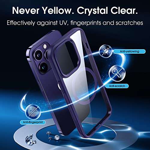 CASEKOO for iPhone 14 Pro Max Case with MagSafe Kickstand Transparent Back Compatible