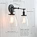 Permo Double Sconce Vintage Industrial Antique 2-Lights Wall Sconces with Oval Cone Clear Glass Shade (Black)