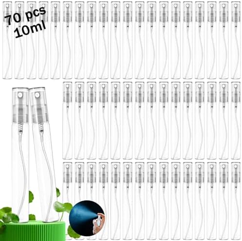 Csdtylh Mini Spray Bottles 70PCS 10ML Clear Glass Perfume Bottles