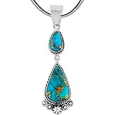 Turquoise Pendant Necklace Sterling Silver 925 (Sterling Silver Pendant with 20" Stainless Chain)