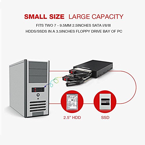 Jadpes Hard Disk Box Built-in Mr-6201, Dual-Bay, Multi-Bay, Built-in Floppy 2.5-inch Internal Dual-Bays 2.5" SATA HDD/SSD Mobile Rack for 3.5" Floppy Drive Bay of PC