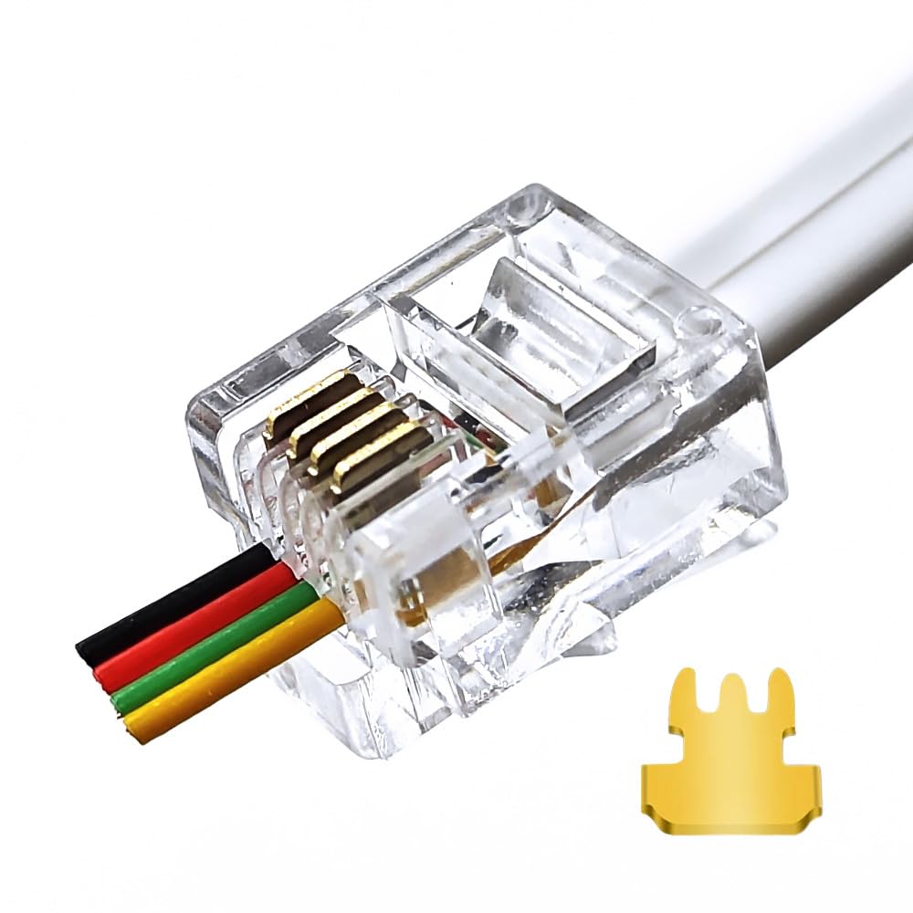 Photo 1 of XANHAM RJ11 6P4C Pass Through Connectors(25 Pieces Pack) Telephone Line Cable Wire Male Plug, AV00501
