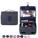 Itraveller Hanging Toiletry Bag-Portable Travel Organizer Cosmetic Make up Bag case for Women Men Shaving Kit with Hanging Hook for vacation (Navy Point)