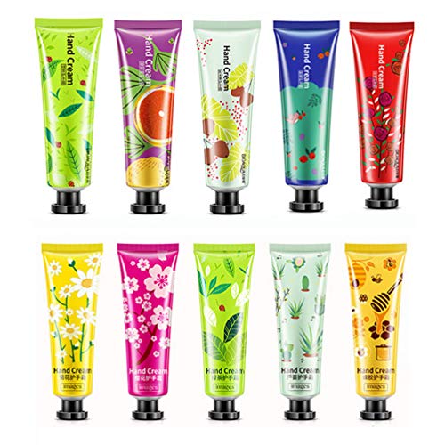 firstfly 10 Pack Daily Hydration Hand Cream, Fruit Fragrance Hand Cream with Shea Butter, Vitamin E, Hand Cream Gift Set Moisturizing for Dry Hand and Foot-30ml (10pack)