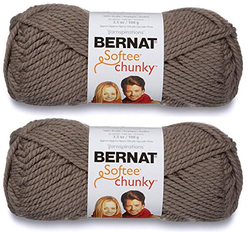 2-Pack - Bernat Softee Chunky Yarn, Taupe Grey, Single Ball
