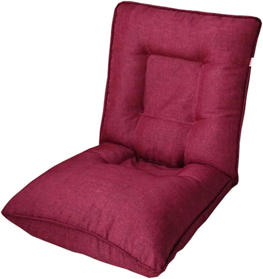 YHSGD Floor Chair Back Support Single Foldable 6-Speed Adjustable Linen Comfortable Breathable Meditation Chair for Research Reading Video Games,C