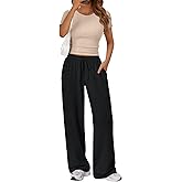 Trendy Queen 2 Piece Matching Summer Sweatsuit Lounge Set Womens Wide Leg Pants Side Ruching Crop Top Sets