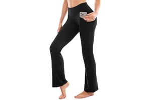 SINOPHANT Flare Leggings for Women with Pockets,High Waisted Tummy Control Bootcut Yoga Pants for Women Soft Bell Bottoms