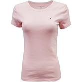Tommy Hilfiger Womens Crewneck Solid Color Logo T-Shirt (Large, Light Pink)