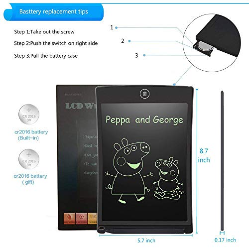 LCD Writing Tablet, Electronic Writing & Drawing Doodle Board, 8.5 inch Handwriting Paper Drawing Tablet for Kids & Adults, LCD Draft Pad with Smart Stylus for Home, School and Office, Black