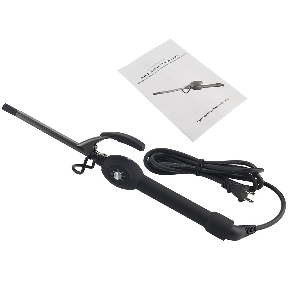 Small Barrel Curling Iron Professional Curly Irons Unisex Hair Curler, Tourmaline Ceramic Thin Curling Wand Hair Styling Tools, Temp Adjustable, Tight Curls, Heats Up Fast, Gray BLUETOP: Health & Personal Care