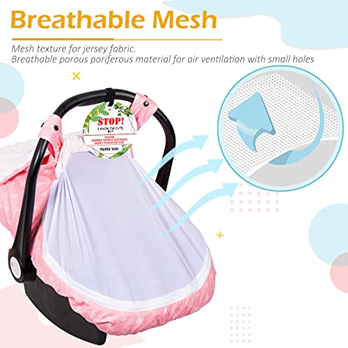 Carseat Canopy for Girl with Upgraded Extra Large Breathable Peep Window - Baby Car Seat Cover with Soft Stretchy Minky Material Inside for Lots of Different Weather(Pink Arrow）