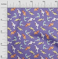 oneOone Velvet Violet Fabric Colorful Dinosaur