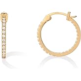 PAVOI 14K Gold Plated 925 Sterling Silver Post Cubic Zirconia Hoop Earrings 30/15mm