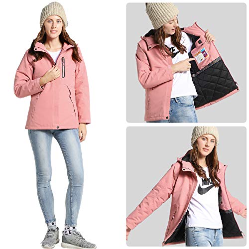 Venustas Women's Heated Jacket with Hood Waterproof Wind Resistant(Power Bank NOT Included) Pink - Thumbnail 5