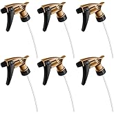 Nanoskin Acid Resistant Trigger Sprayer, for Cleaner Use, Gold, 6-Pack | Adjustable Mist or Stream, 9.25 inch Dip Tube, For Acid Based Cleaners