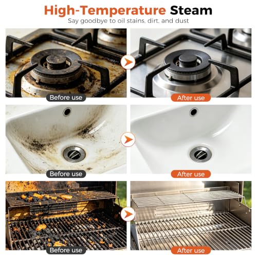 Steam Cleaner, Handheld Steam Cleaner for Cleaning, 1500W Portable Steam Cleaner with 6-Level Adjustable & Quick Heat-Up, Steam Cleaner for Home, Kitchen, Bathroom, Tile, Grout, Dirt, Car Detailing