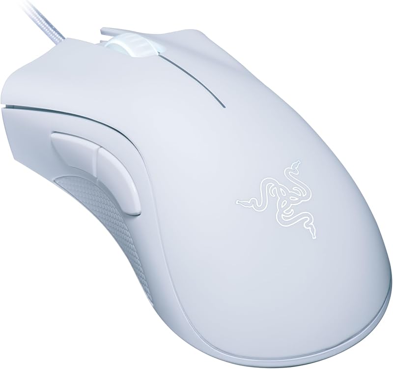 DeathAdder Essential (2021) - Mouse da Gioco Cablato con Sensore Ottico da 6400 DPI (Sensore Ottico da 6400 DPI, 5 Pulsanti Programmabili, Fattore di Forma Ergonomico) Bianco