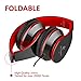 AILIHEN I60 On Ear Headphones with Microphone for Cellphones Laptop Tablet Android Smartphones(Black Red)