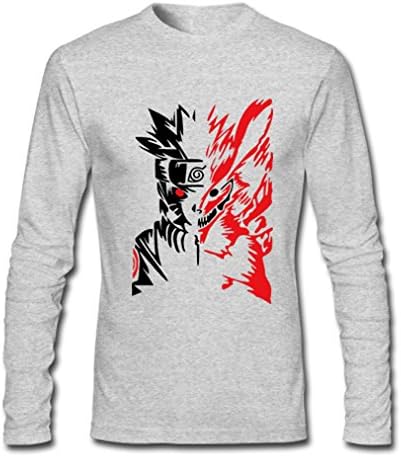HJGBEDS Mens Japan Anime Hokage Ninjia Naruto Long Sleeve Tees XL Grey