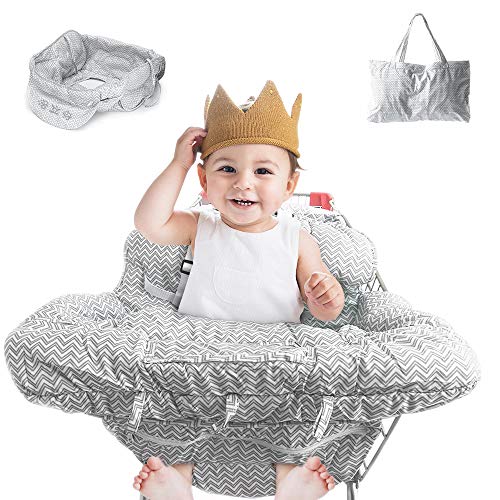 MBQMBSS Shopping Cart Cover Foldable Shopping Cart Cover with Shoulder Straps 2 in 1 Baby Grocery Cart Seat Cover and High Chair Cover for Kids and Toddlers Shopping Cart Cover with Phone Holder