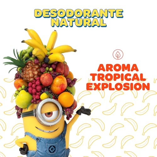 NaturalDry - Desodorante Para Niños y Teens Natural Infantil Minions 50g | Sin Aluminio ni Parabenos | 24hrs Protección | Para Niños y Adolescentes Piel Sensible (2 x Tropical Explosion)