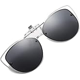 FEISEDY Polarized Cat Eye Clip On Sunglasses for Women Men, Rimless Flip Up Glasses Compatible for Prescription Eyewear B2670