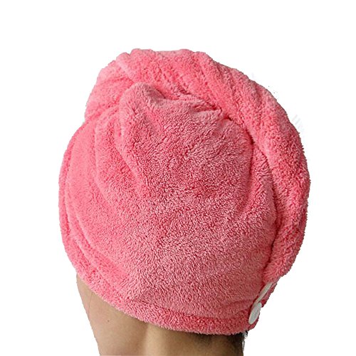 Manc Microfiber Hair Dry Cap Hat Bath Towel Quick Drying Super Absorbent Turban Twist (Rose)