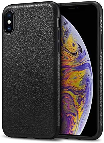 Globus Geschaft Compatible with iPhone X & XS Case Slim Fit Leather Cover Case Leather and TPU Design Compatible with iPhone X and Xs - Black