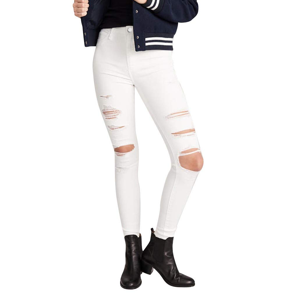 UOFOCO Fashion Pocket Zipper Hole Jeans Women Denim Female Mid Waist Slim Sexy Pants