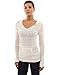 PattyBoutik Women's Hoodie Open Stitch Knit Top (Off-White M)