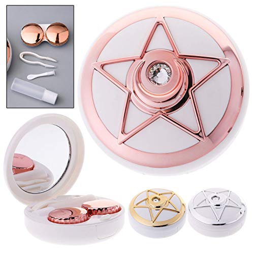VintageBee 3 PACK Round Contact Lens Case Cute Travel Portable Contact Lens Storage Box Container Holder Kit with Solution Bottle,Tweezers,Stick Connection,Lens Holder Kit, with Solution Bottle,Tweeze - Thumbnail 3