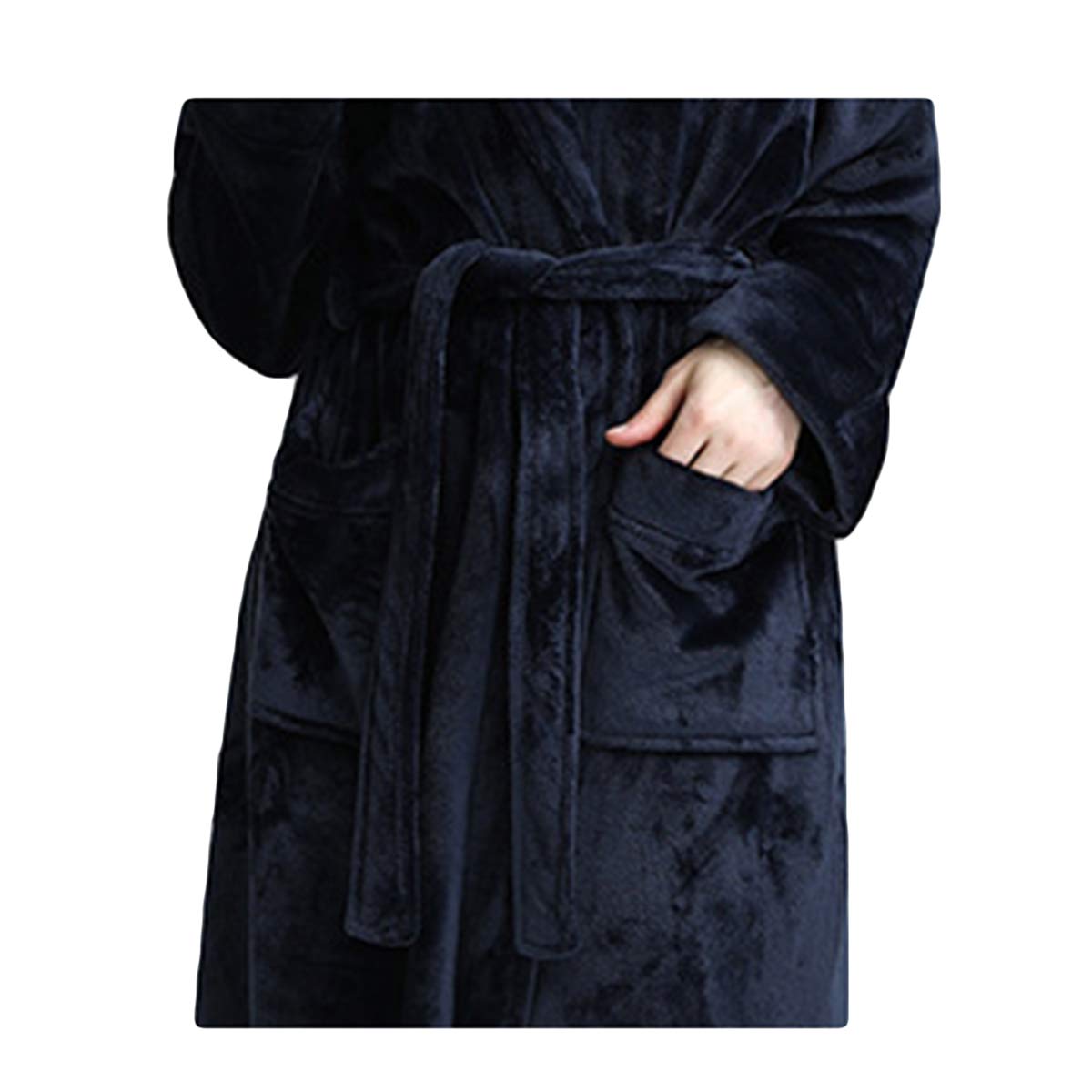 Earlish Mens Microfleece Flannel Robe Soft Warm Ultra Long Hooded Floor