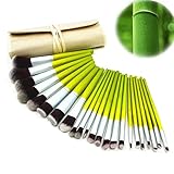 DE'LANCI 23Pcs Natural Bamboo Make Up Brushes Kabuki Face Eyeshadow Brush Set Concealer Powder Contouring Make Up Brush Kit Cosmetic Foundation Blending Contour Makeup Brush Tools with Pouch Bag