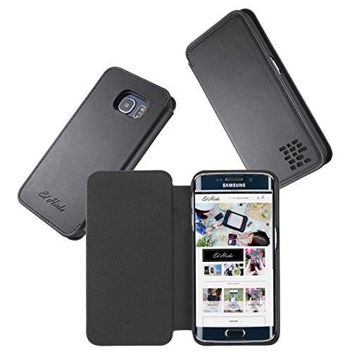 Slim, Thin & Stylish Samsung Galaxy S6 Edge Real Leather Case. Genuine Nappa Leather with our “Double Shield” Protective design in Mars Black. The Roma by Ed Hicks