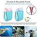Vantic Collapsible Boba Silicone Straws - Portable Smoothie Straws Reusable, Final Drinking Straw Set with Cleaning Brush & Case, for Bubble Tea, Milkshakes, Jumbo Drinks(pink blue)