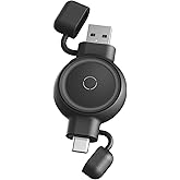 Portable Charger for Samsung Watch, USB A & USB C Travel Charger, Fast Charging for Samsung Galaxy Watch 8/7/Ultra/6/6 Classic/5/5 Pro/4/3 (Black)