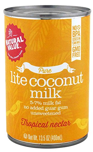 Natural Value Lite Coconut Milk, 13.5 Ounce Cans (Pack of 12)