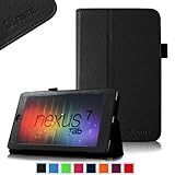 FINTIE (Black) Slim Fit Folio Stand Leather Case Cover for Google Asus Nexus 7 Inch Android Tablet -9 Color Options