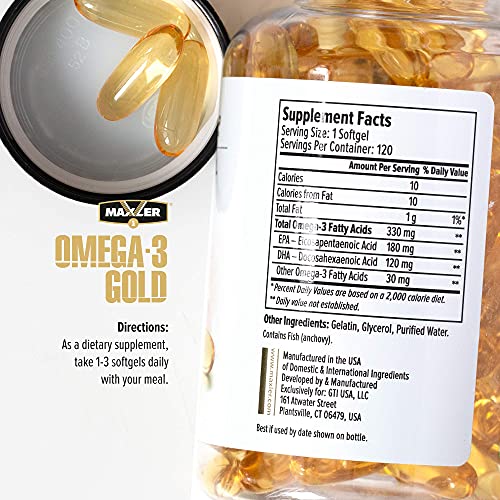 Maxler Omega3 Gold Omega 3 Fish Oil Heart Support Supplement 300