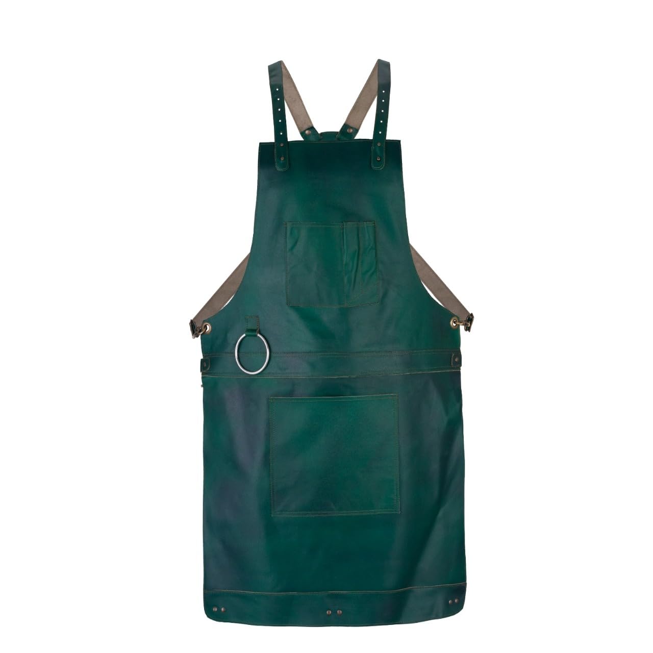 Green Full Grain Leather Crossbody Apron Butcher, Cook, BBQ, DIY, Blacksmith, Barber, woodwork apron