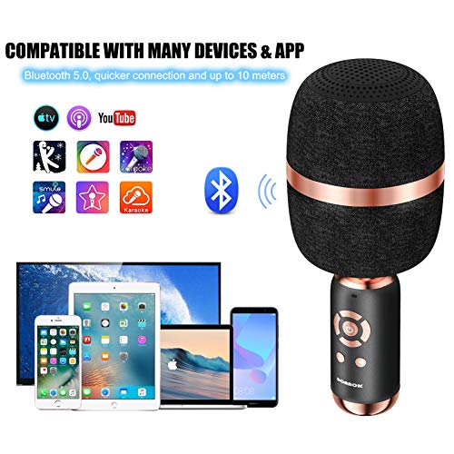BONAOK Wireless Bluetooth Karaoke Microphone, Portable Mic Singing