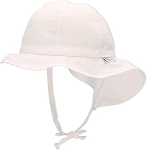 Sterntaler Sonnenhut - Unisex Sommerhut - UV-Schutz 50+ Mütze mit breiter Krempe und Größenregulierung - Nackenschutz - Bindebänder - Baby und Kinder Kopfbedeckung aus Popeline (Bio)